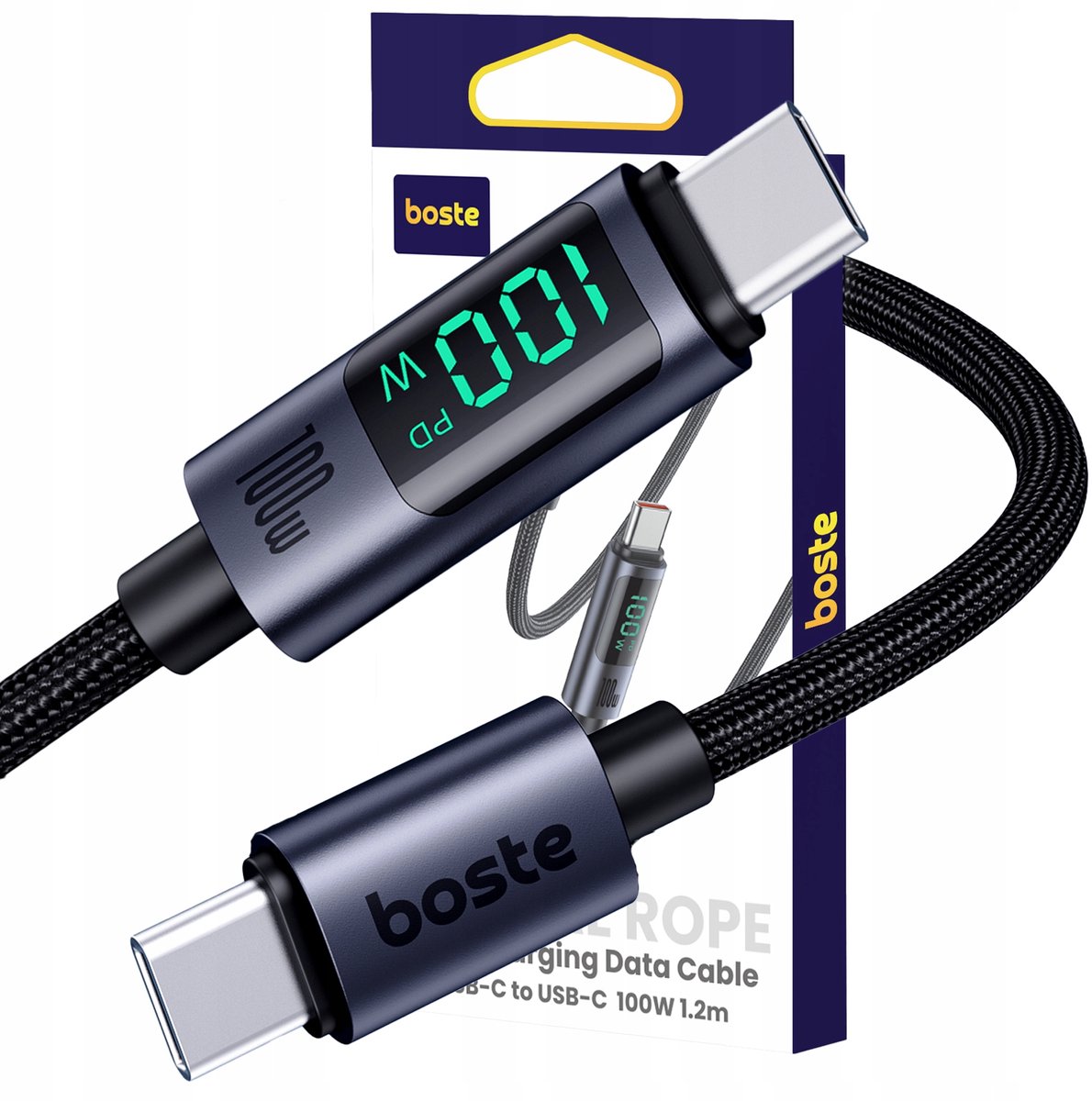 Boste USB-C Kabel 100W PD QC 4.0 1,2m met LCD Display