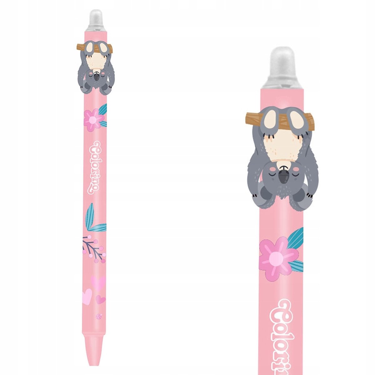 Colorino Koala Uitwisbare Pen - Roze, Blauwe Inkt, 0,5 mm