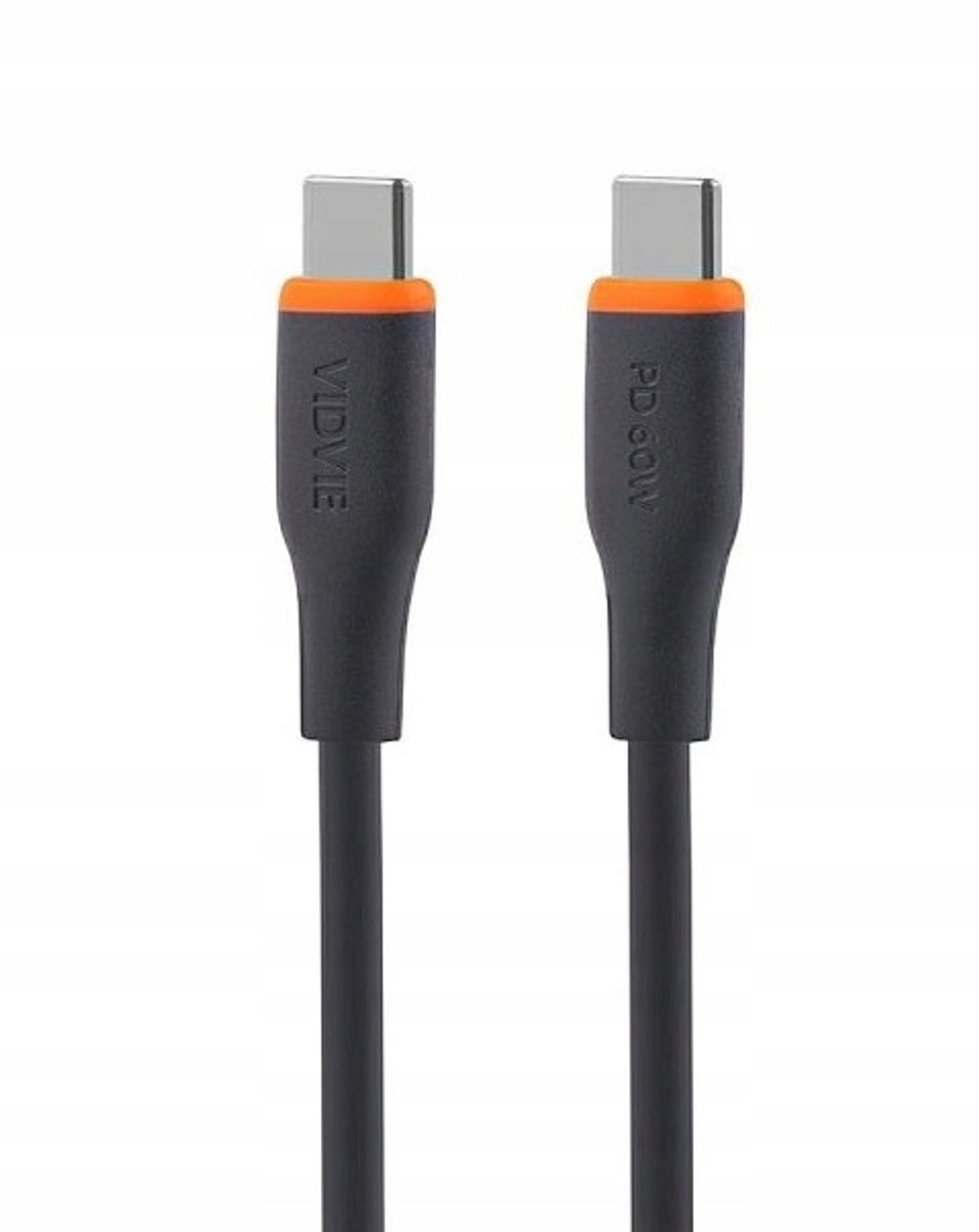 VIDVIE USB-C naar USB-C Kabel - 60W PD, QC 3.0, 1m, Zwart