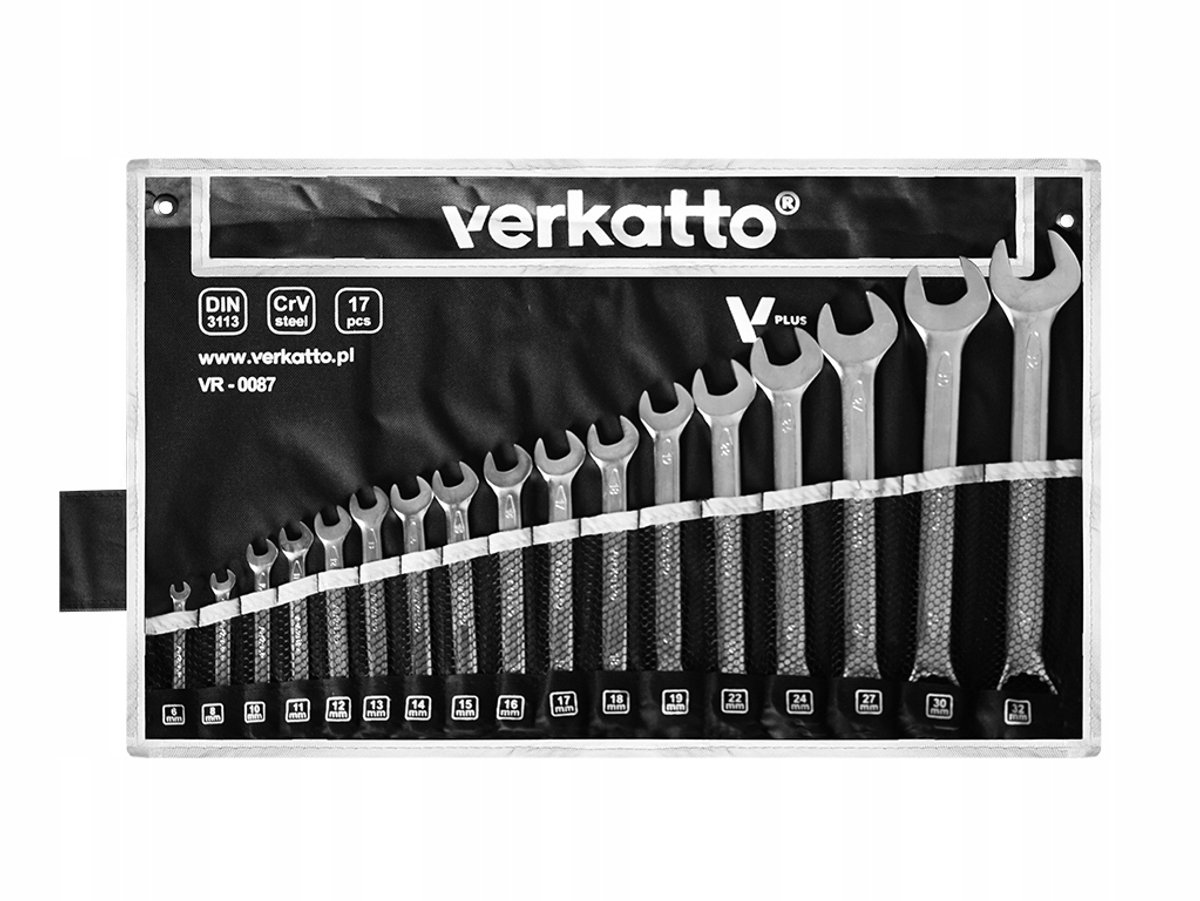 Verkatto Ringsleutelset 17 Delig - Chroom-Vanadiumstaal