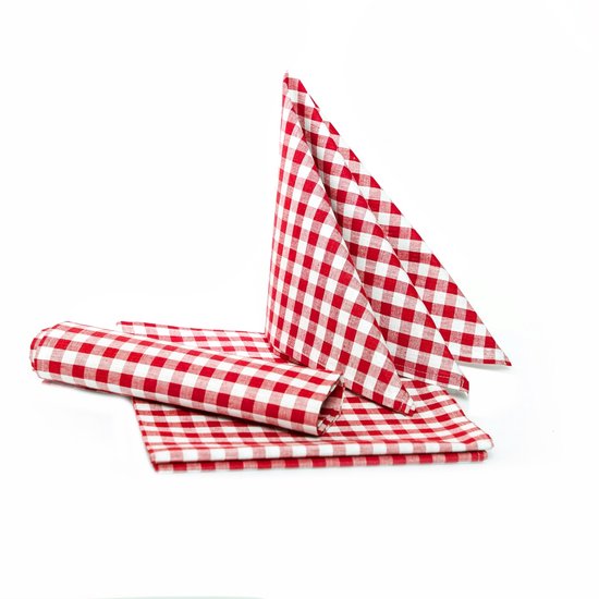 Tafelkleed rood geruit 130 x 130 cm - Dordtse Bazar Verhuur