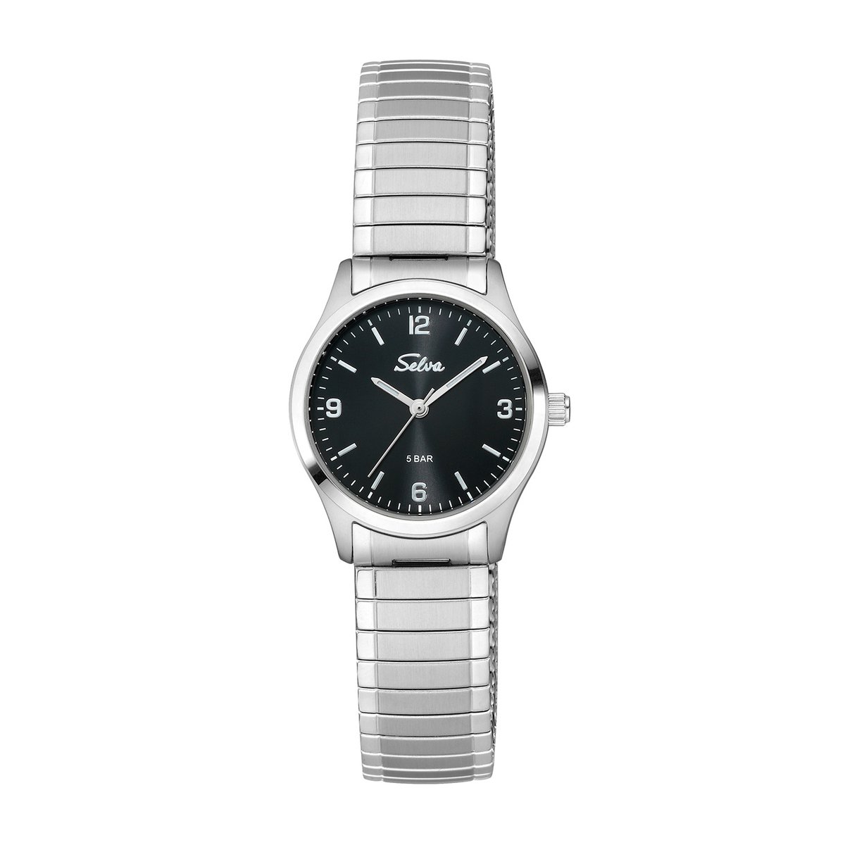 SELVA dames polshorloge, quartz, index en cijfers, roestvrijstalen kast, flexibele band, 5 bar