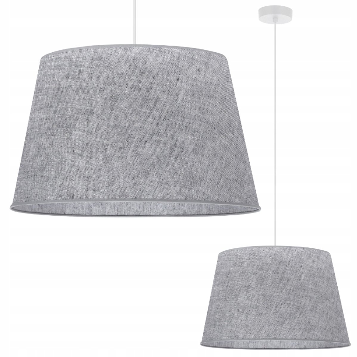Luxe Boho Hanglamp met Linnen Kap - Grijs, Kegelvormig, 44cm