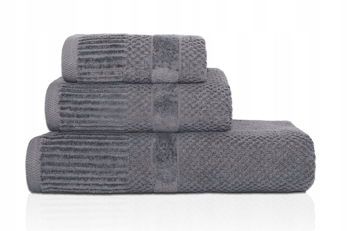 Grijze badstof handdoek 50x90 cm - 500 g/m2