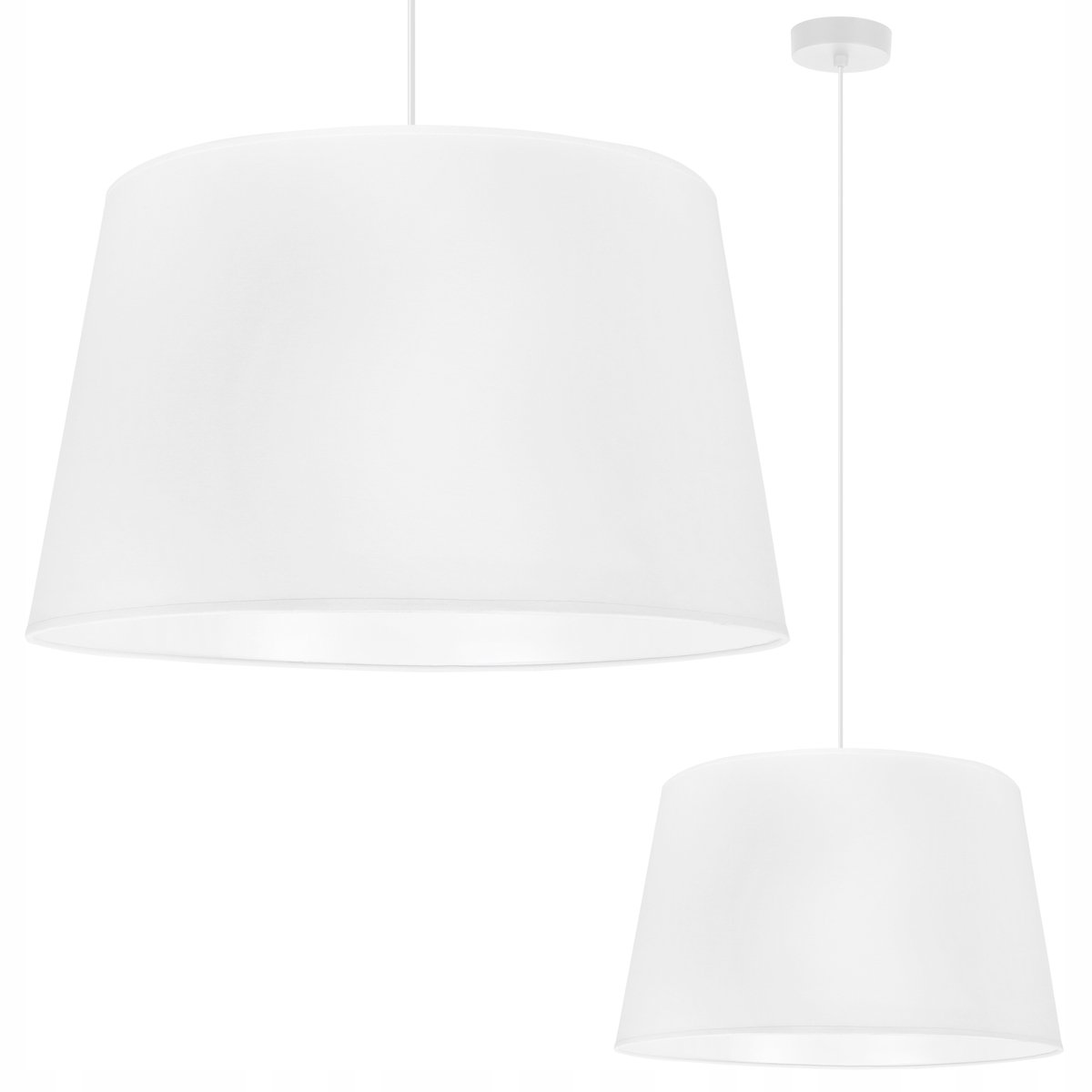 Klassieke witte plafondlamp met katoenen kap - E27