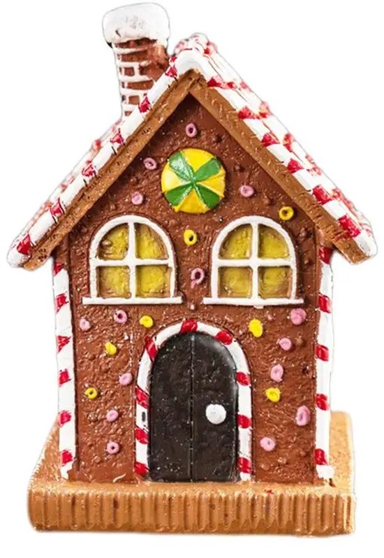 ShaSha Kerst gingerbread huis - Kerstbeeld - Kerstdecoratie - Kerstverlichting - Kerstdorp met led verlichting - Peperkoekhuis - Bruin