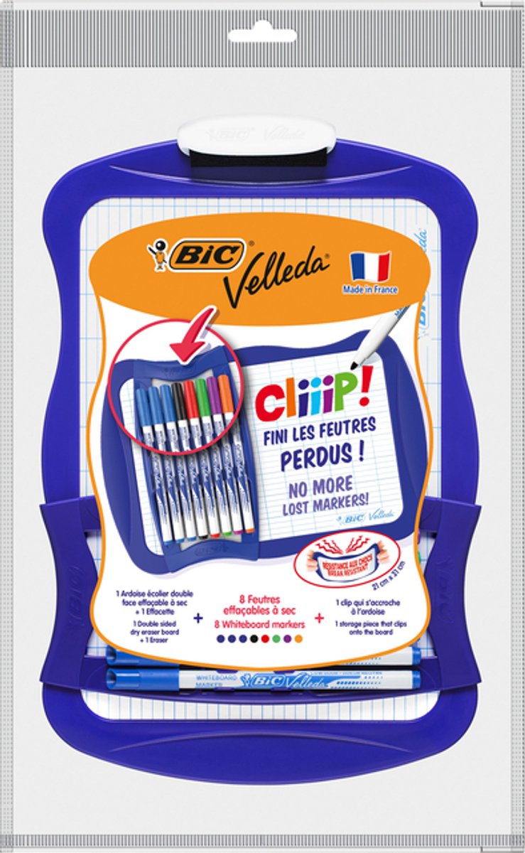 Whiteboard bic 21x31cm met 8 stiften en wisser | 24 stuks