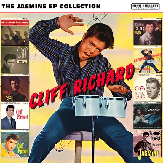 Albumhoes "THE JASMINE EP COLLECTION" met Cliff Richard in het midden, omringd door kleinere EP-hoezen.