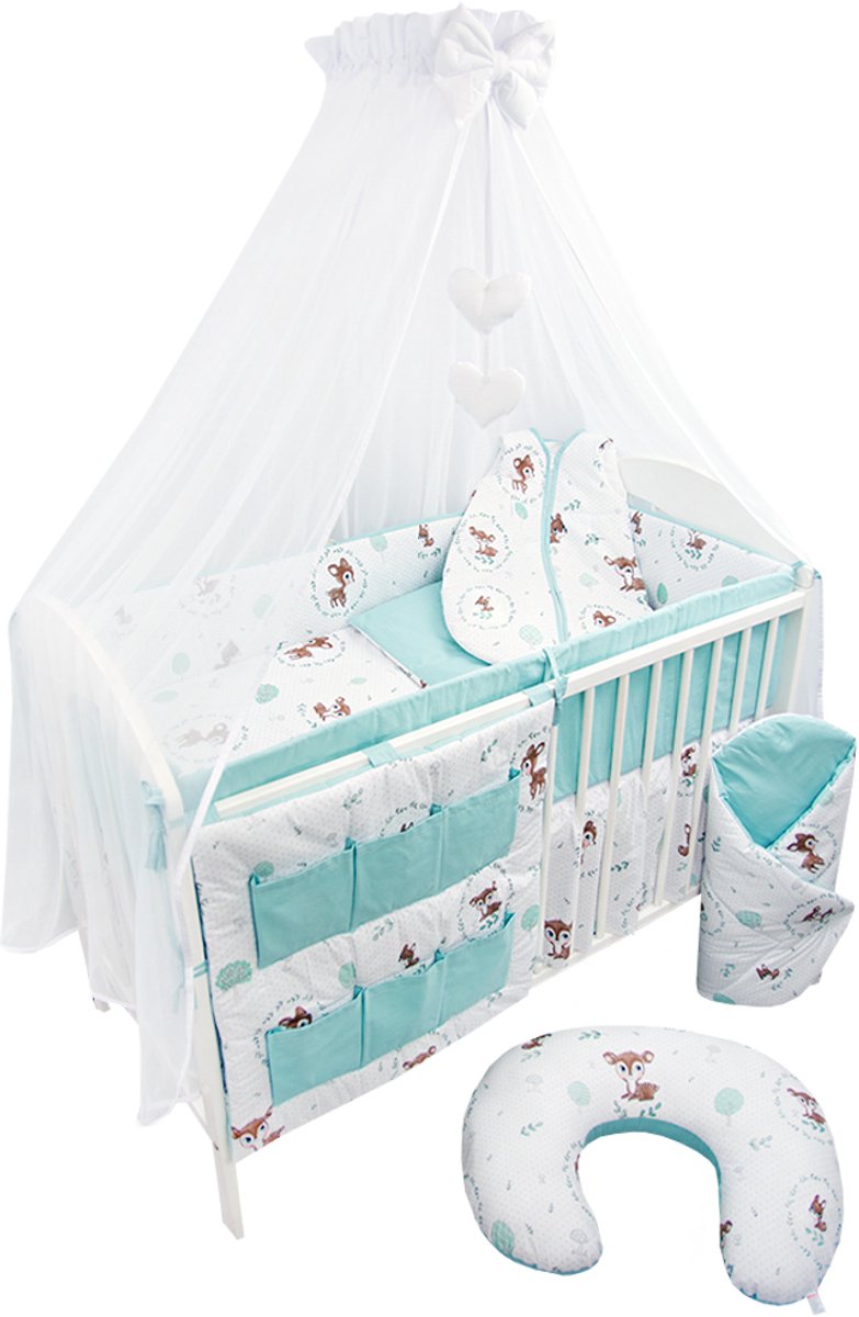 Image of 12-delig Babybeddengoed Set met Hemeltje & Aankleedkussen