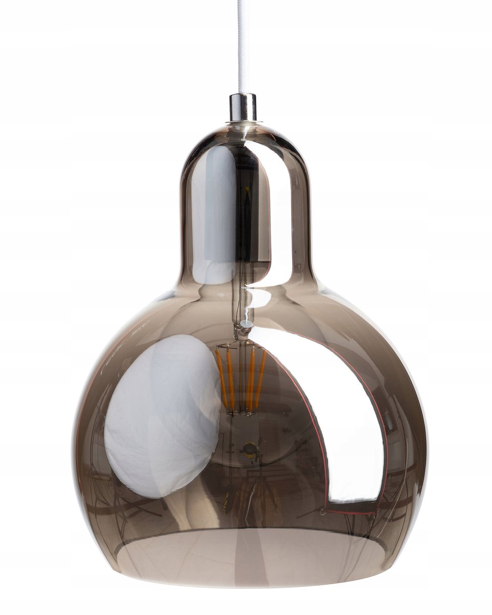Grijze Glazen Hanglamp Pera - Spiegelend Effect - E27