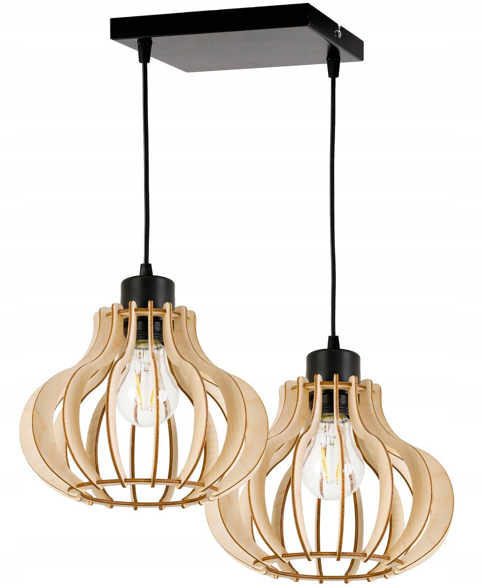 Hanglamp Loft Hout 2x E27 - Stijlvol en Modern
