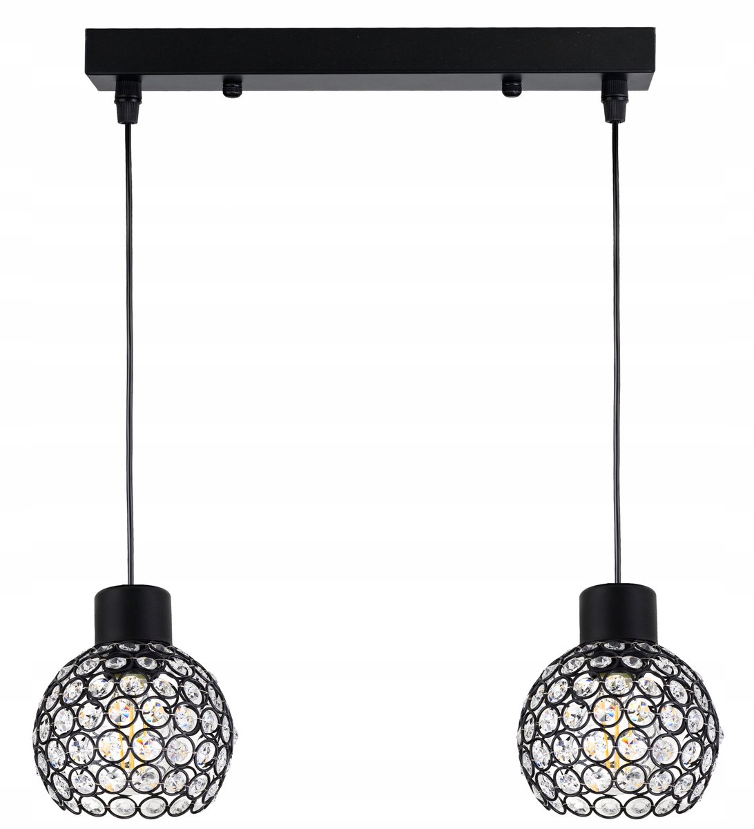 Hanglamp Zwart Kristal - Loft Stijl - 2x E27 Fitting