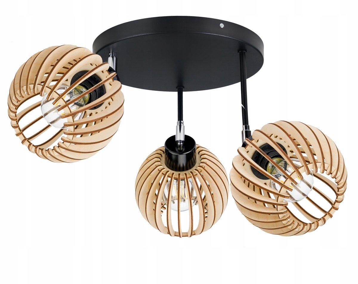 Hanglamp Loft Hout 3xE27 Verstelbaar