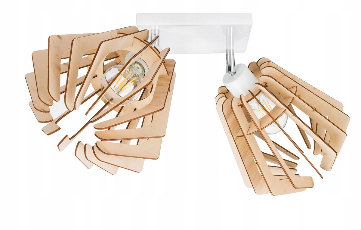 Plafond Lamp Loft Hout 2xE27 Verstelbaar