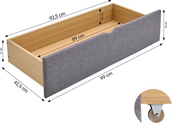 Lit capitonné Homestyle4u - 120 x 200 cm - avec espace de rangement - Grijs