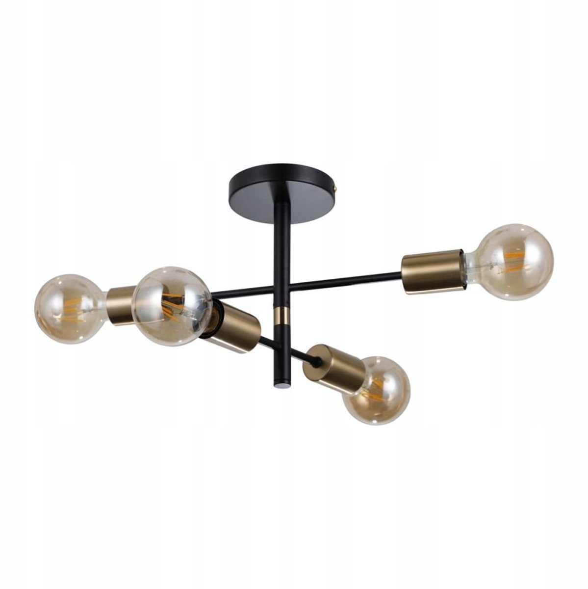 PIANSI PND-4025-4-BL-HBR Hanglamp Zwart Messing E27 40W