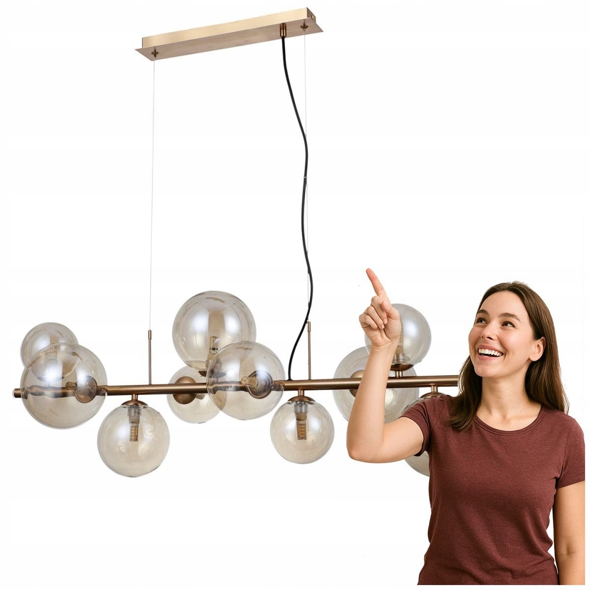 CANELO Hanglamp messing met 10 amberkleurige lichtpunten - G9