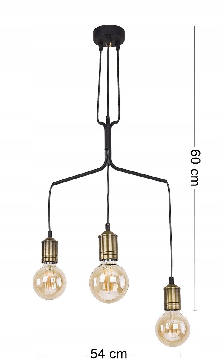 Borneo Hanglamp Zwart 3-Lichts Patina E27