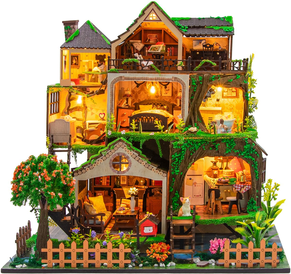Hongda DIY Miniatuur Huisjes - Modelbouwpakket - Houten Modelbouw - Voor Volwassenen (14+) - Poppenhuis - DIY - Fairy Tale Forrest (L2501)