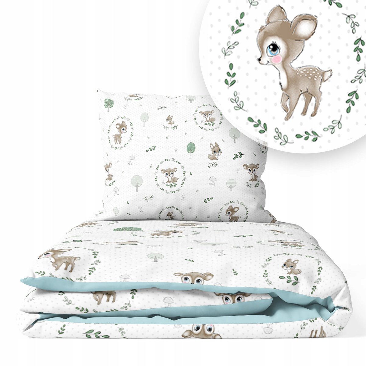 Kinderbeddengoed 2-delig 100x135cm Hertjes Groen Katoen