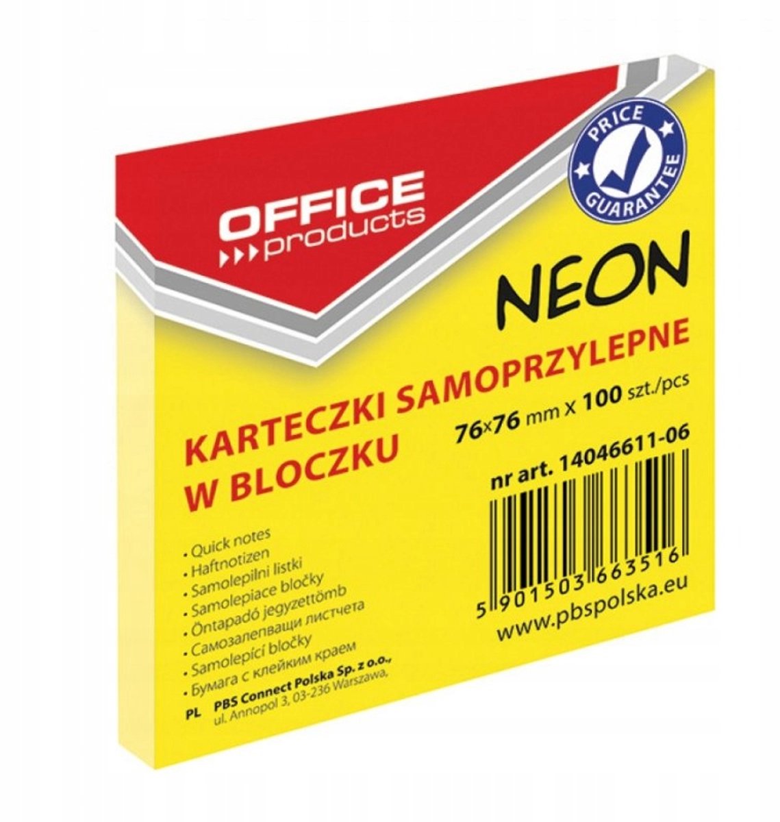 Q-Connect Gele Zelfklevende Notitieblokjes 76x76mm - 80 Vel