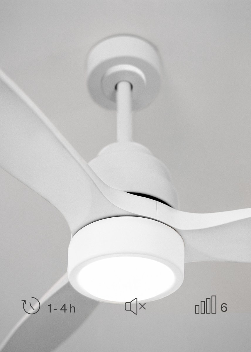 CREATE - Plafondventilator 40W silent 100% hout - Wit - Ø112cm - Met licht - WIFI + Afstandsbediening - WIND STYLANCE – foto 5