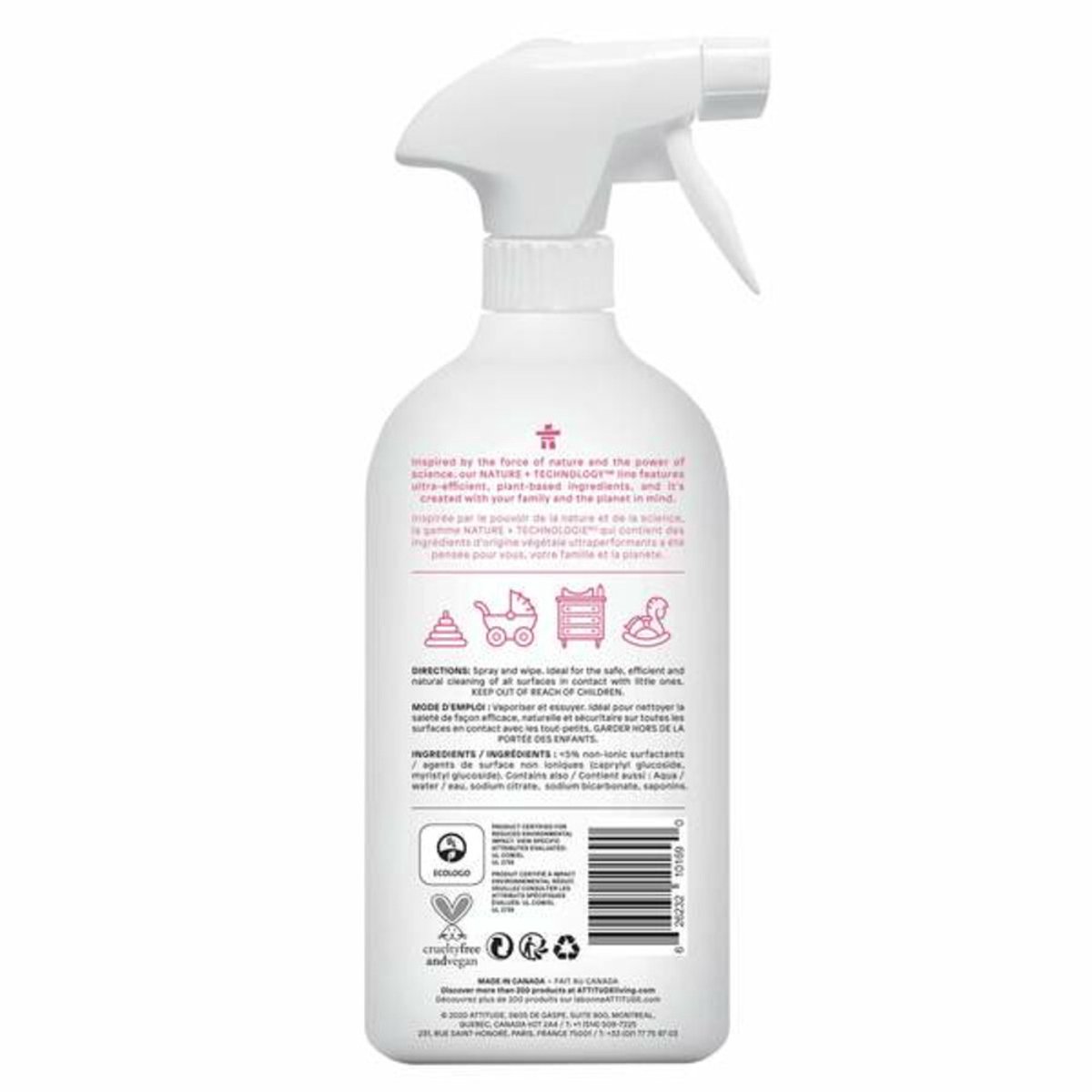 Attitude - Little Ones Speelgoed- en Oppervlakte Reiniger Geurvrij - 3 x 800 ml - Voordeelverpakking