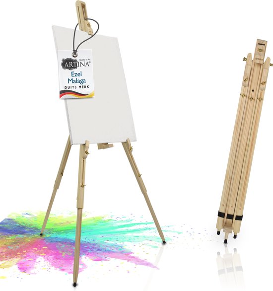 Artina Schildersezel Dennen Hout 80 x 96 x 180cm - Lichtgewicht Veldezel Draagbaar en Extreem Stabiel - voor Schildersdoeken tot 110cm - Malaga