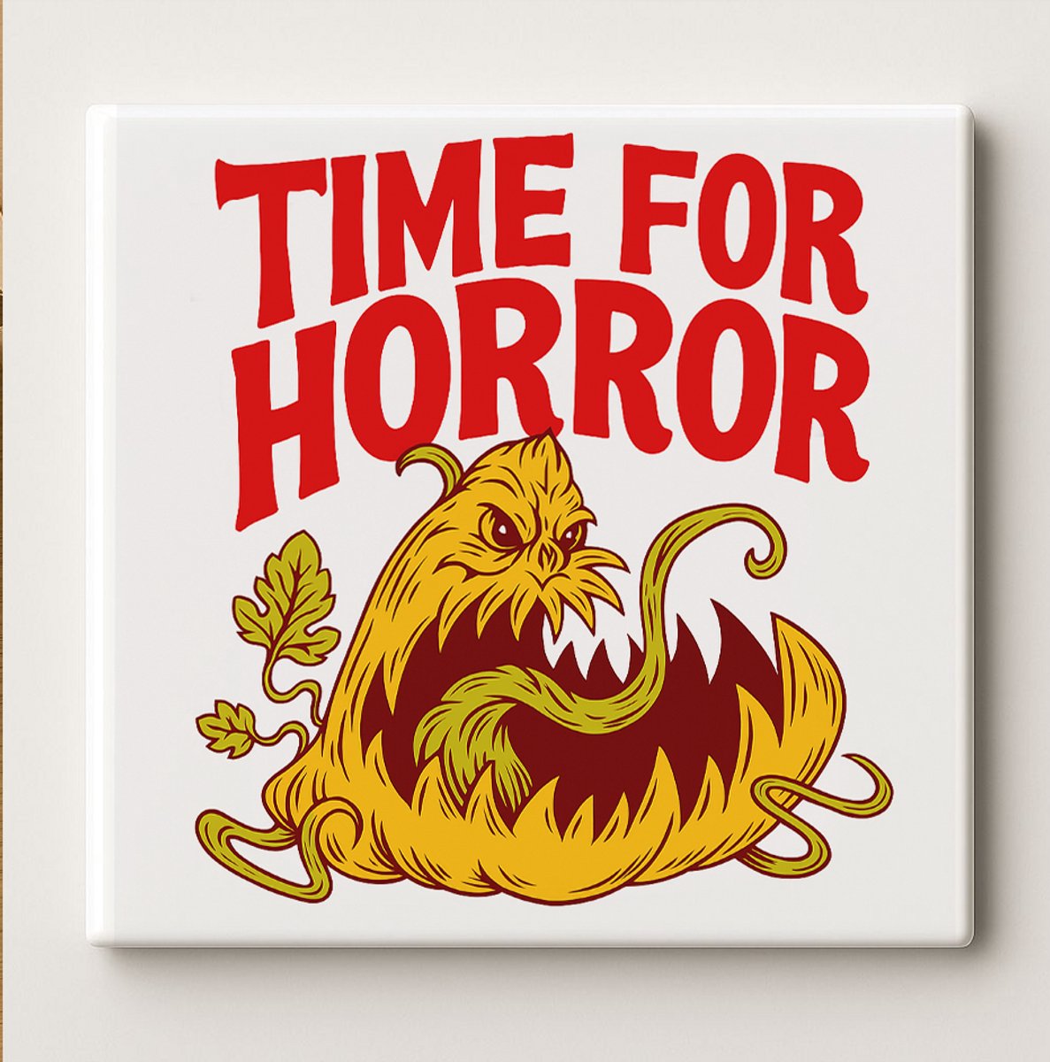 Time for Horror Monster Tegel 15x15cm – Griezelige Halloween Wanddecoratie, Angstaanjagend
