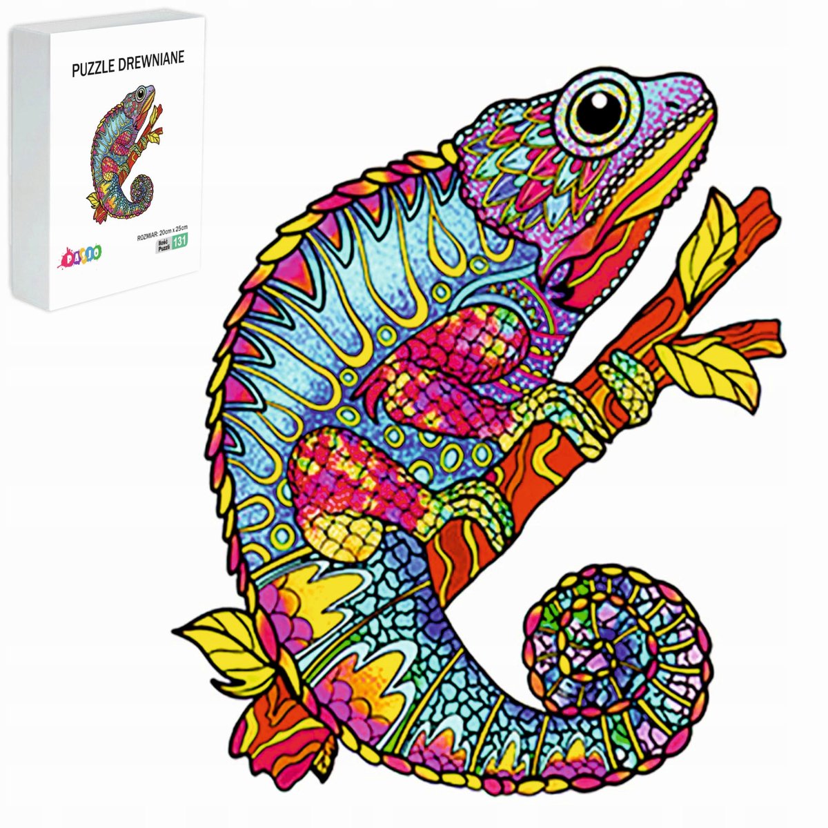 Houten Puzzel Kameleon 131 Stukjes - Cadeau voor Kinderen