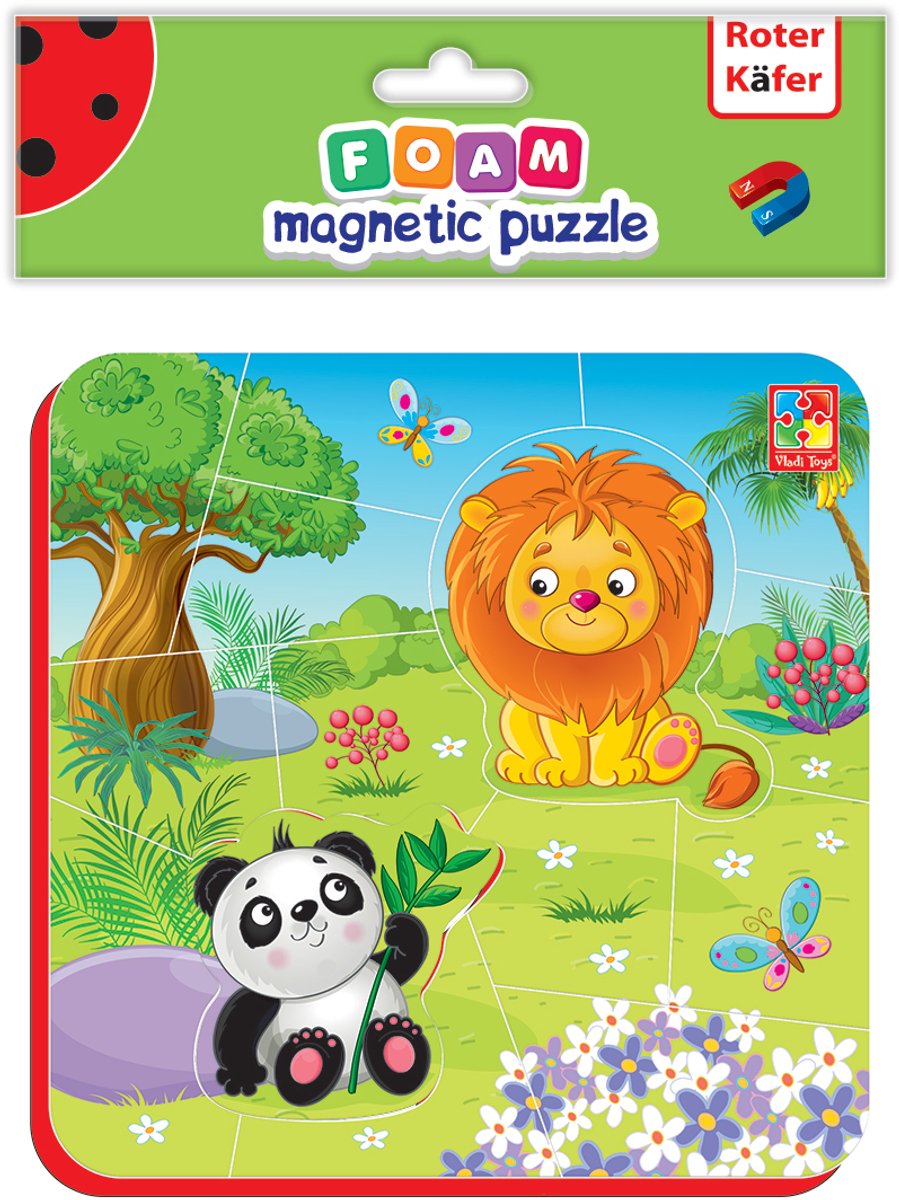 Roter Kafer Magnetische Schuim Puzzel Leeuw & Panda - 14 Stukjes