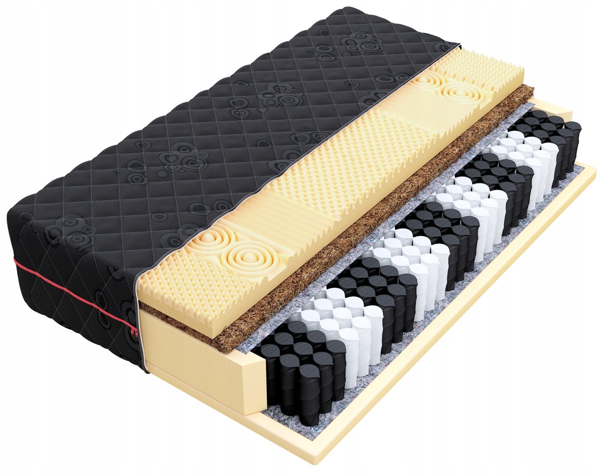 Pocketvering matras DARK 160x200 cm, 24 cm dik, H3, met kokos en traagschuim