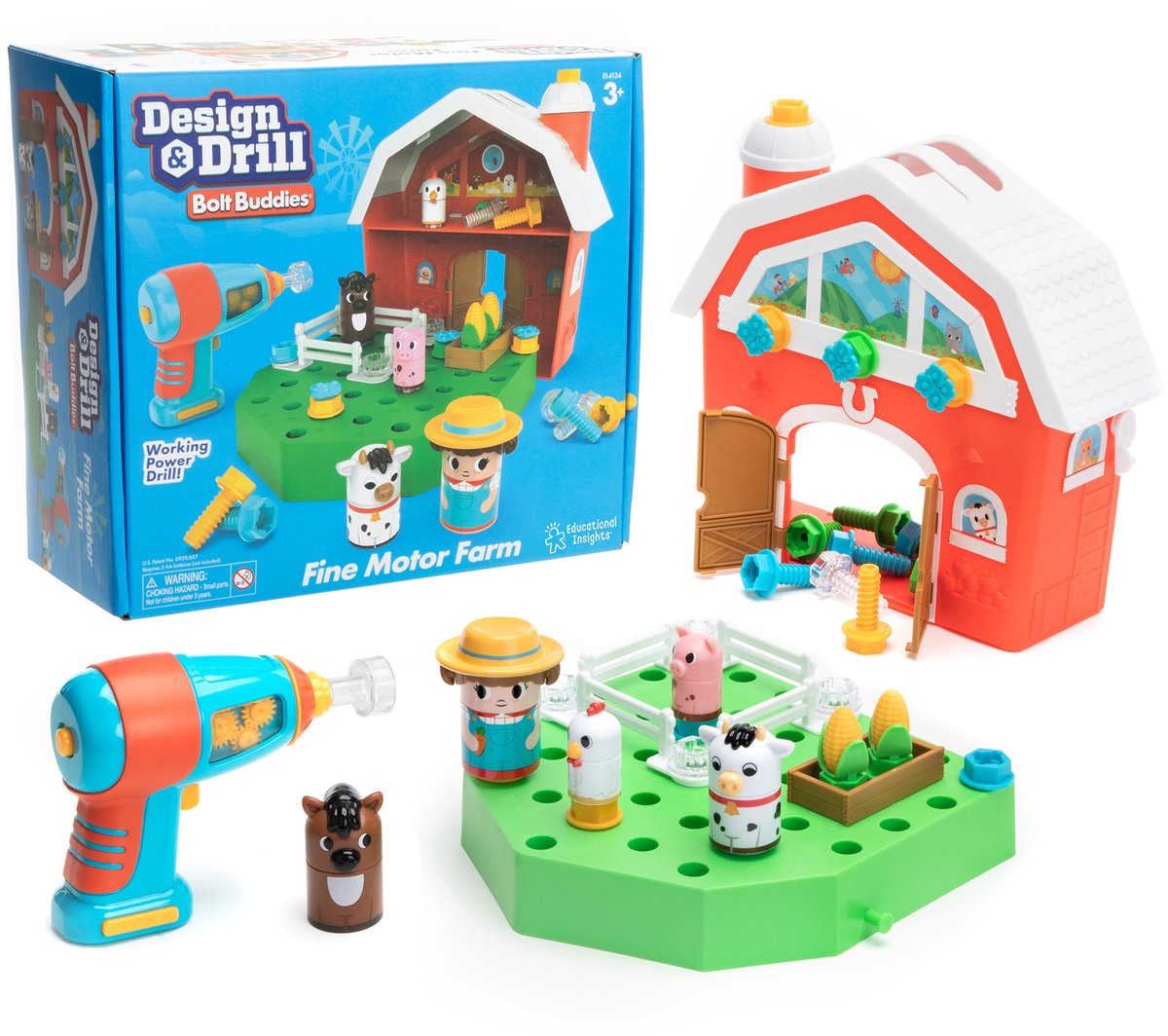 Learning Resources educatief speelgoed design & drill bolt buddies barn boerderij. - 3+