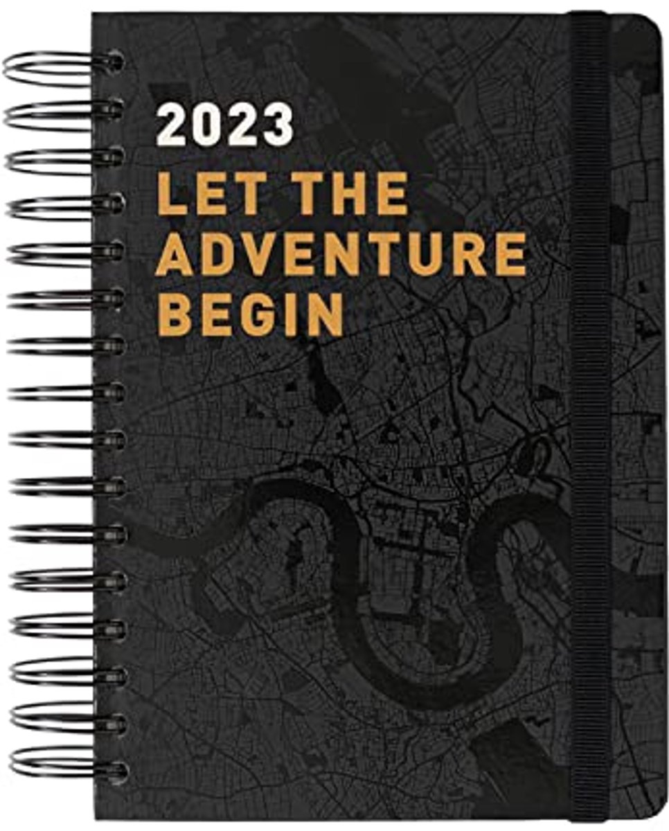 A5 Dagagenda 2023 - 12 Maanden Planner met Dag Per Pagina - Zwart-grijs