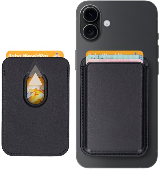 Porte-carte QuickWallet MagSafe - Porte-carte MagSafe - Portefeuille MagSafe - Porte-carte magnétique - Cuir - Zwart