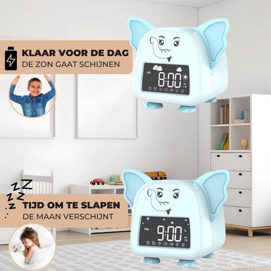 ADEL Slaapwekker & Slaaptrainer voor Kinderen - Kinderwekker / Kinderklok met Nachtlampje - Slaapschaap - Incl. Beloningskaart - Lieve Olifant van ADEL — afbeelding 4