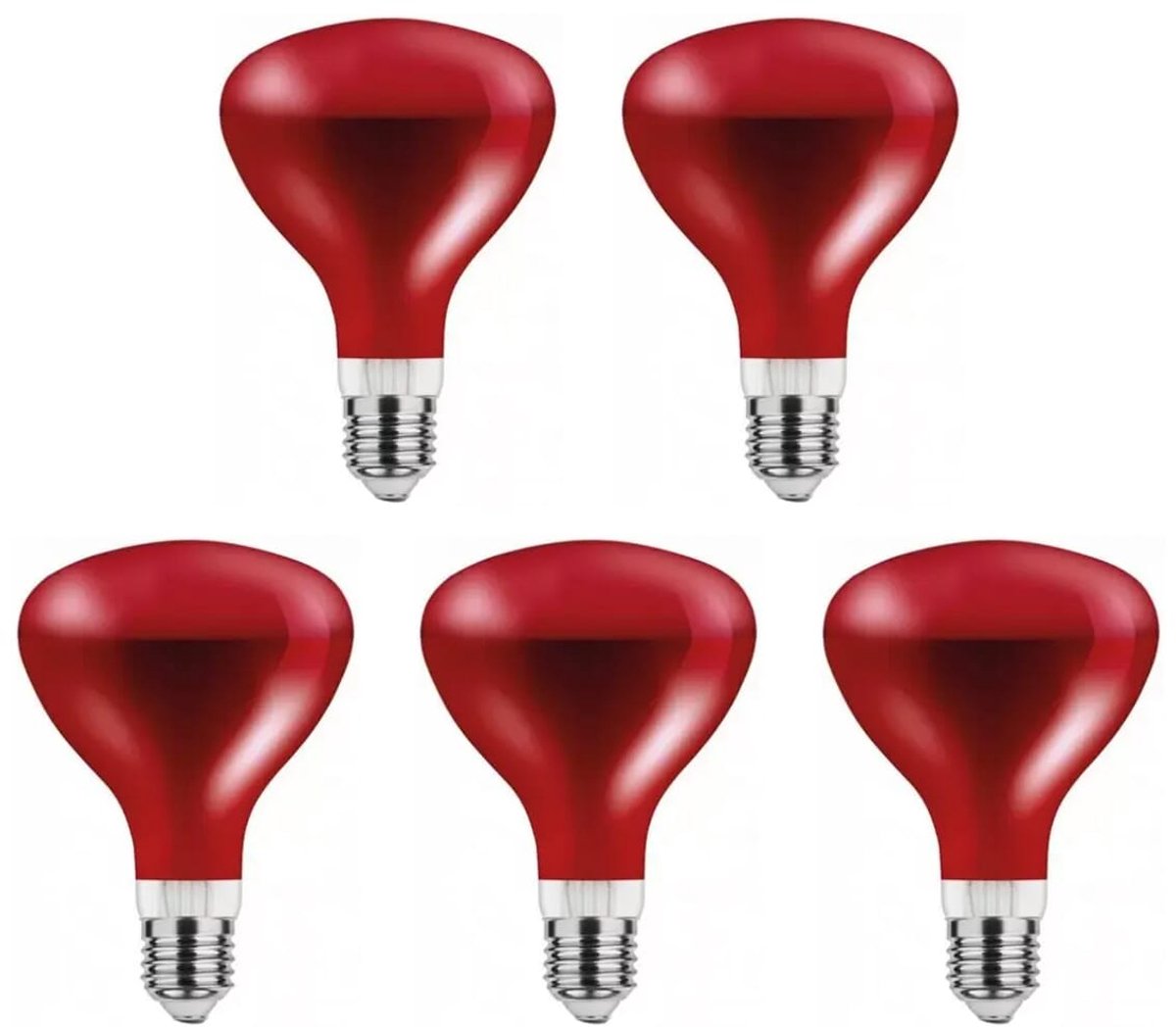 Asalite Infrarood Warmtelamp Rood G95 E27 - 100W - 2800K - IR Verwarmingslamp - Ø95mm - 5 stuks