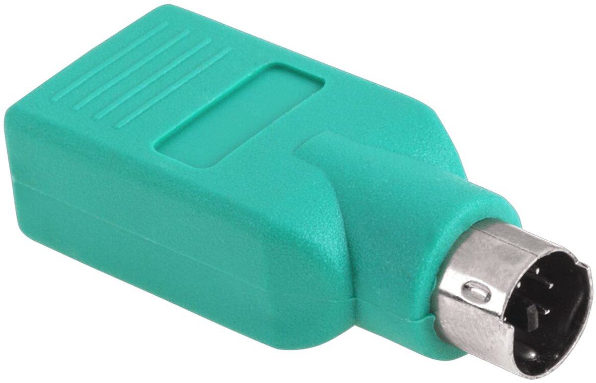PS/2 Adapter - Mini DIN 6-pins PS/2 (m) naar USB-A (v) - Groen