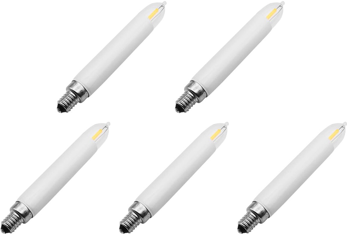 OE Lightning Reserve Kerstlampjes E10 LED Filament Kaars - 5 stuks - 10-55V - 0.2W - 2200K - 10.5cm - Warm wit licht