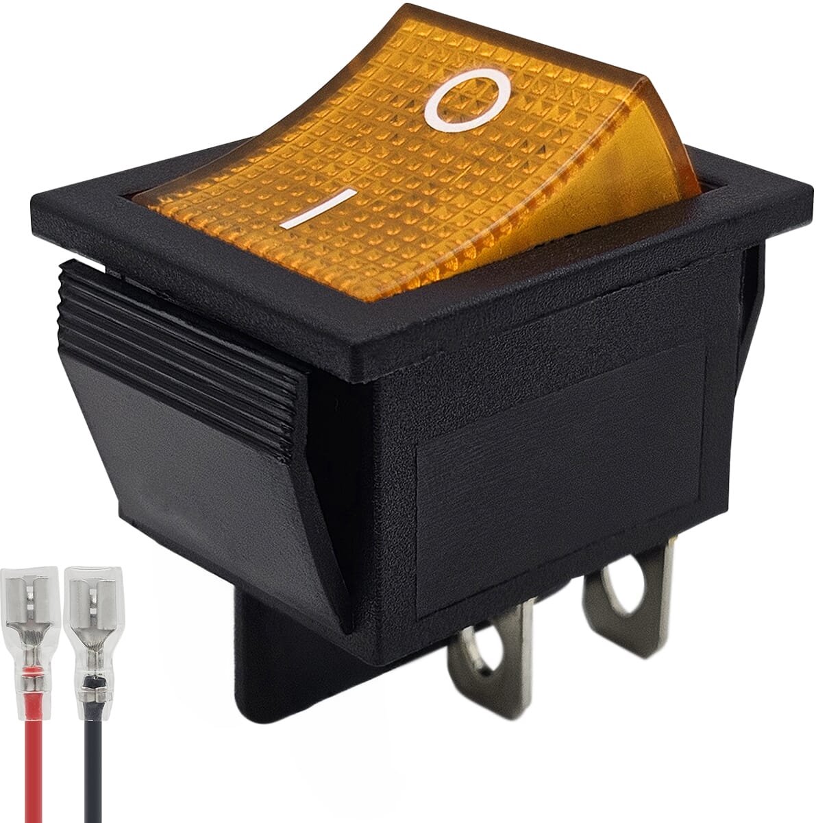 ProRide Wipschakelaar ON-OFF KCD4-202 - met Aansluitkabel - 2 Polig - 250V/16A - 30x22mm - Oranje zonder lampje