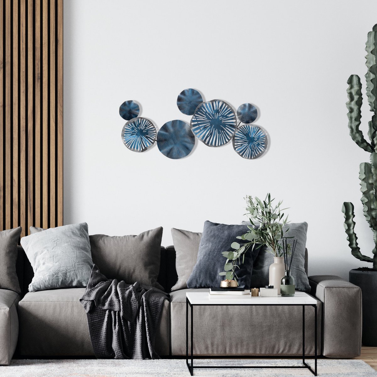 Enzo Decoratieve metalen wandaccessoire | 100% METAAL | 79 x 35 cm - Asir Group - Wanddecoratie - Blauw - Metaal