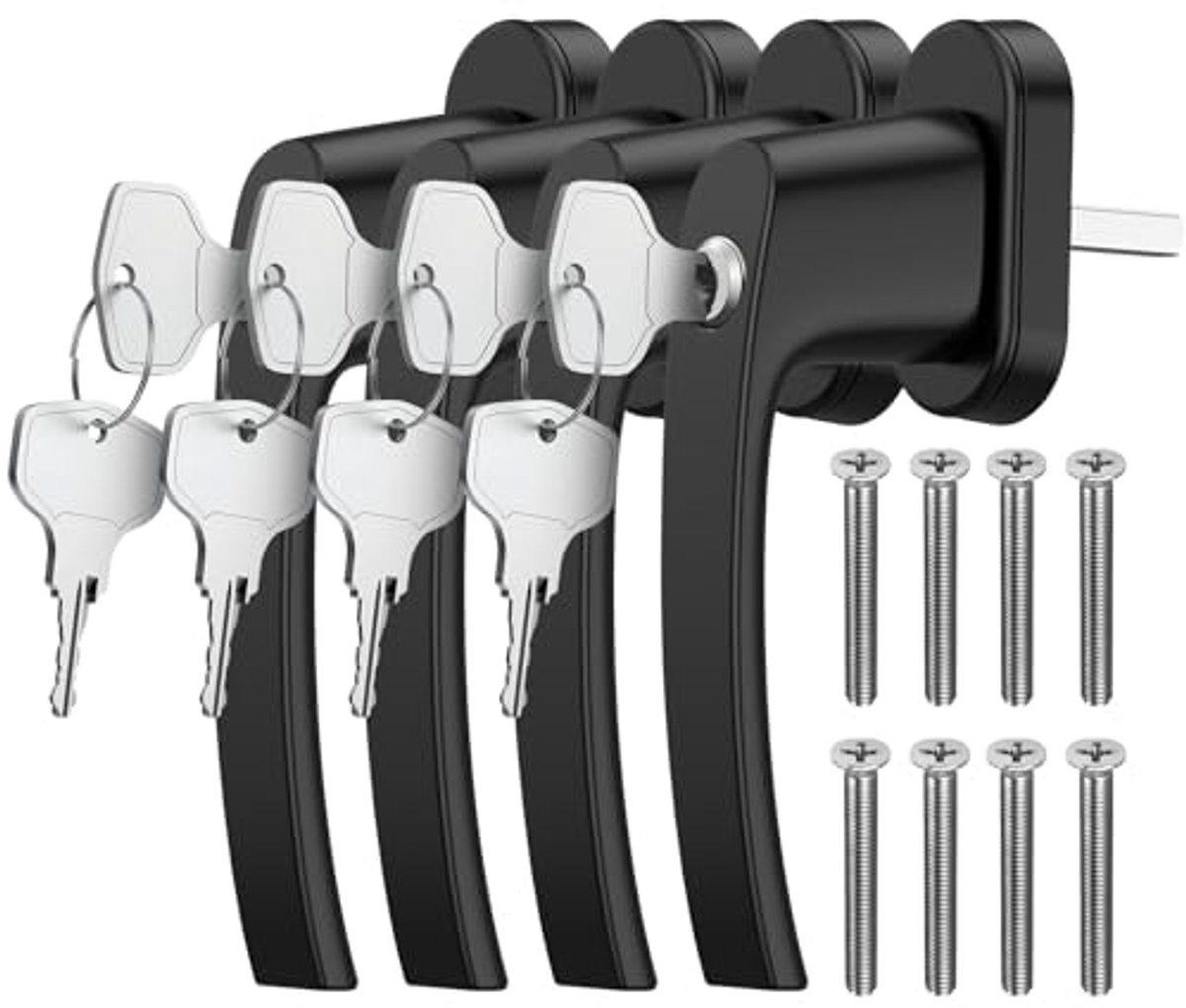 Afsluitbare Raamhendels voor Kinderbeveiliging - 4 Stuks Aluminium - Zwart