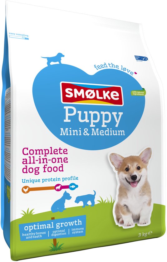 Smolke puppy mini/medium brokken hondenvoer 3 kg.