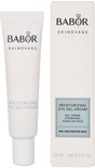 Babor Skinovage Moisturizing Eye Gel-Cream met witte tube en doosje met blauwe tekst.