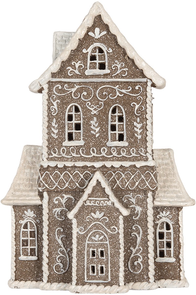 Gingerbread house met LED 23x11x33 cm Bruin Kunststof