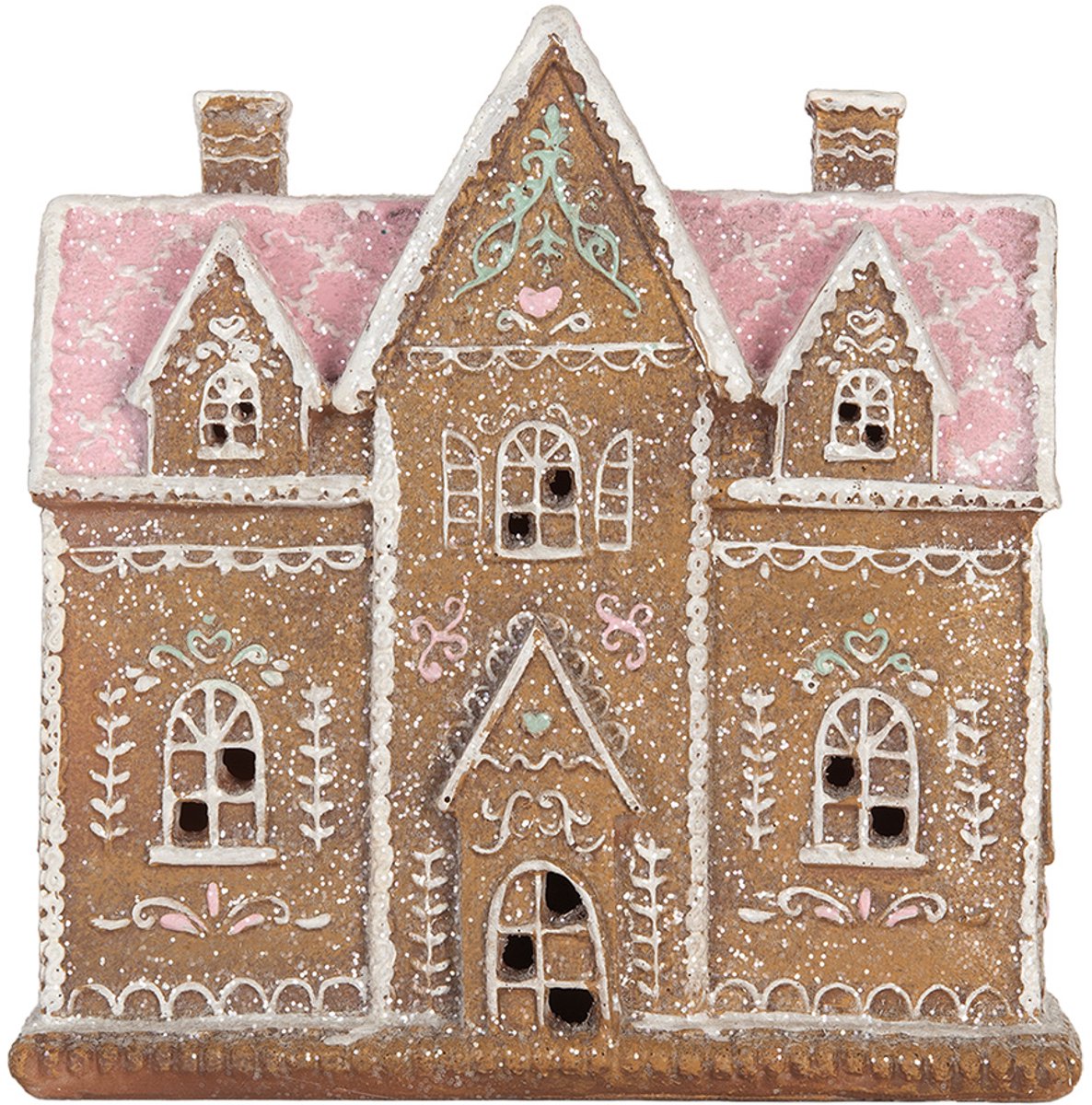 Gingerbread house met LED 21x8x20 cm Bruin Kunststof
