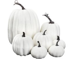 Peysaitr - Decoratieve Nep Pompoen – Schuim Model – DIY verfbare decoratie – Herfst/Halloween/Thanksgiving – Voor Feest & Foto Props – Wit – 7 stuks
