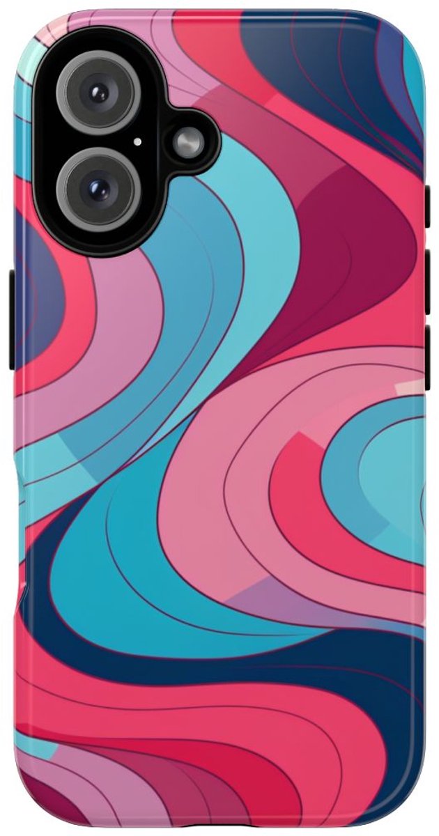 Retro Golvend Abstract Patroon – Telefoonhoesje Geschikt voor iPhone 16