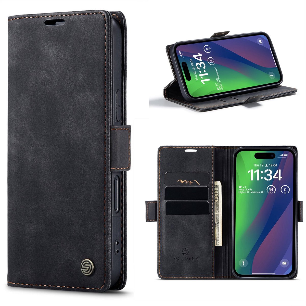 Solidenz Hoesje - Geschikt voor iPhone 17 Pro - Urban Book - Zwart
