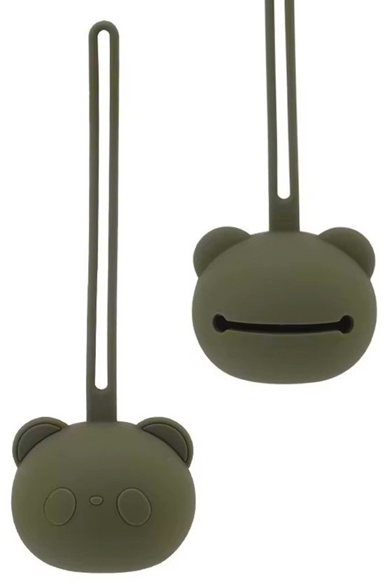 2 Stuks - Siliconen Speenhouder Beervorm - Groen en Bruin - Fopspeen accessoires van Little Tigers — afbeelding 3